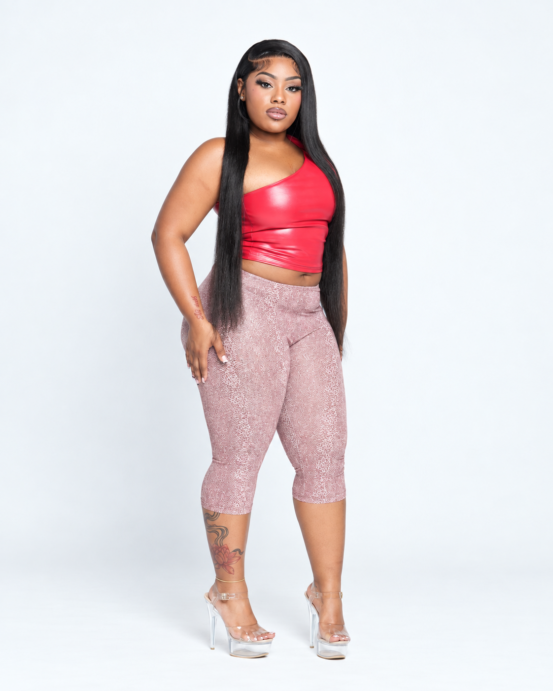 Londynn Red Venom One-Shoulder Capri Set