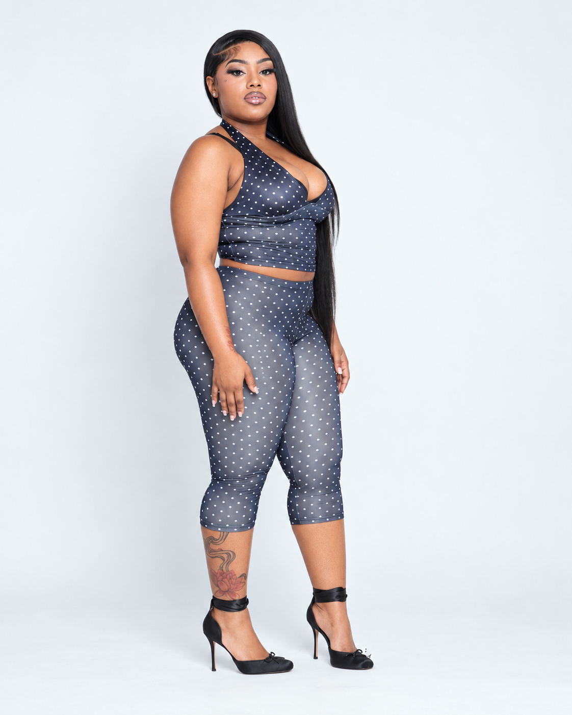 Londynn After Five Polka Dot Halter Capri Set