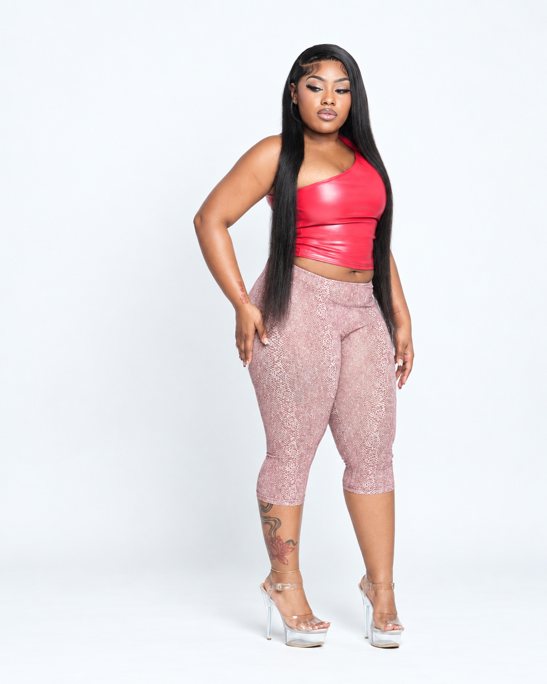 Londynn Red Venom One-Shoulder Capri Set