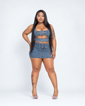 Londynn Denim Desire Buckle Mini Skirt Set