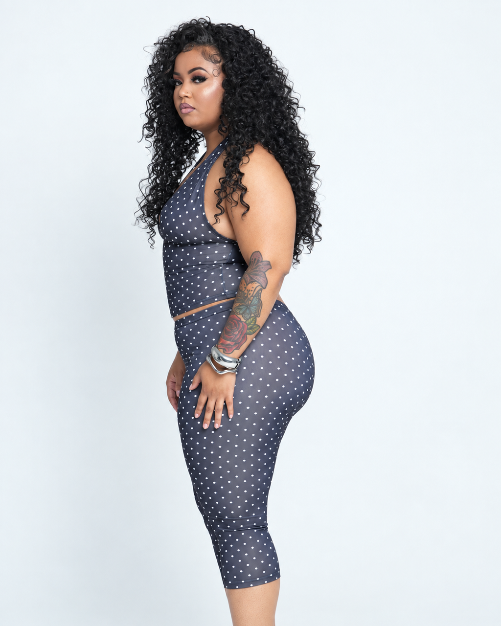 Londynn After Five Polka Dot Halter Capri Set