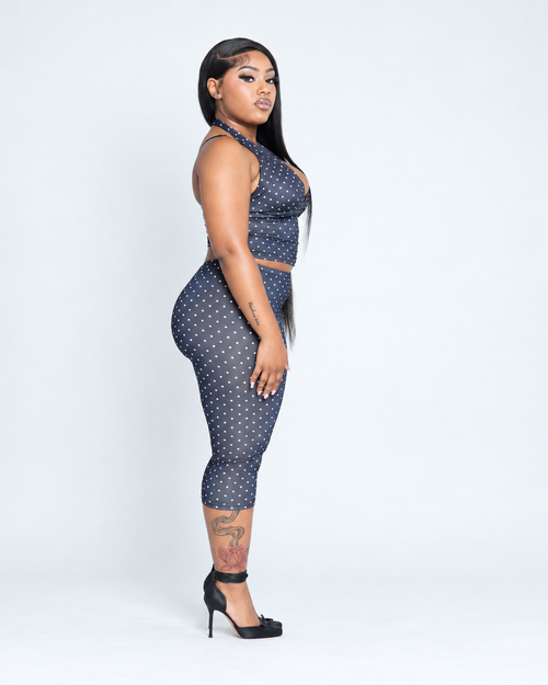 Londynn After Five Polka Dot Halter Capri Set