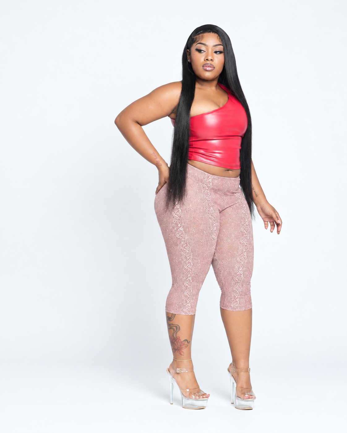 Londynn Red Venom One-Shoulder Capri Set